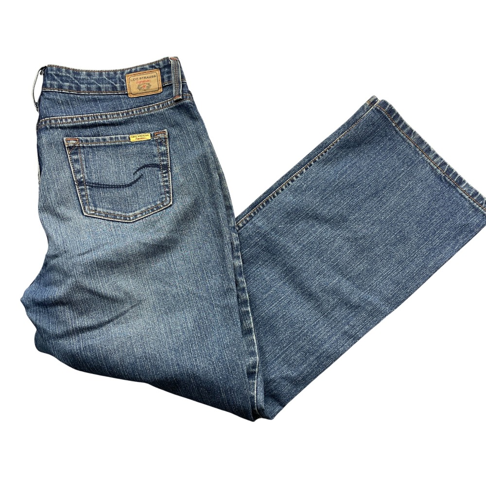 Levis Strauss Signature 12‎ Short Mid Rise Boot Cut Jeans Women's Cotton Blend